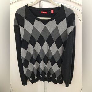 Izod Grey Argyle Diamond pattern Sweater Size XL